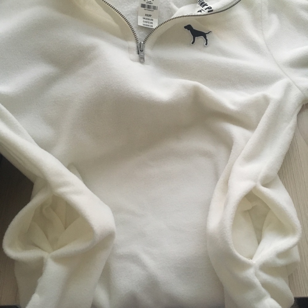 PINK Fleece Pullover, White - Picture 4 of 4